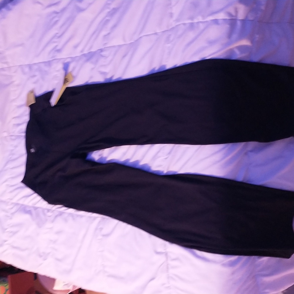 High rise small black straight leg pants